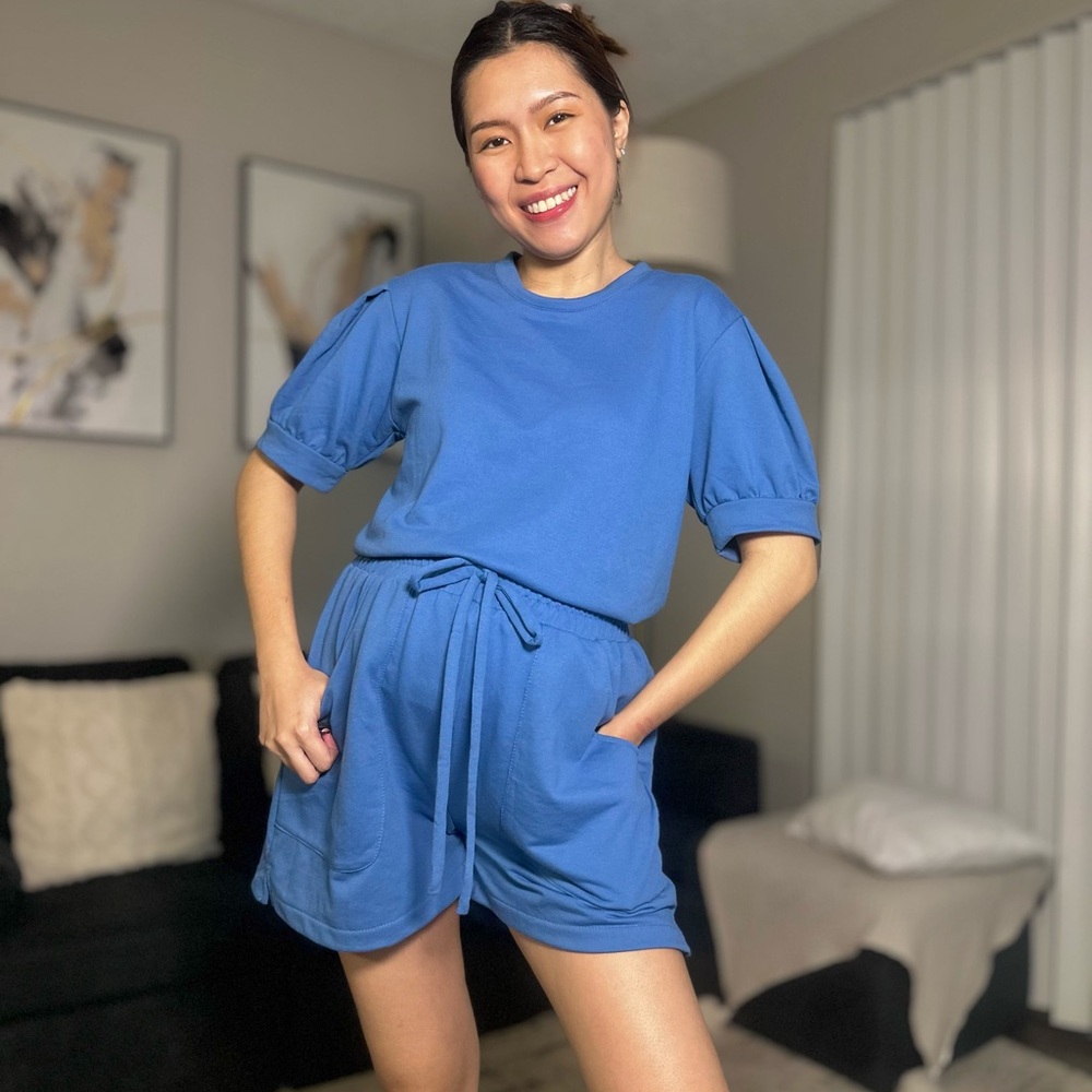 Nene co-ord set l matching top & shorts | comfy | BLUE